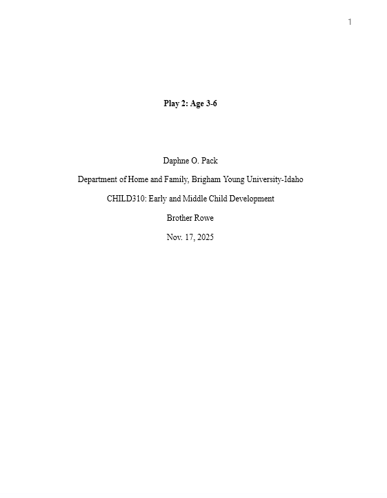 Play 2 (Age 3-6) - CHILD310